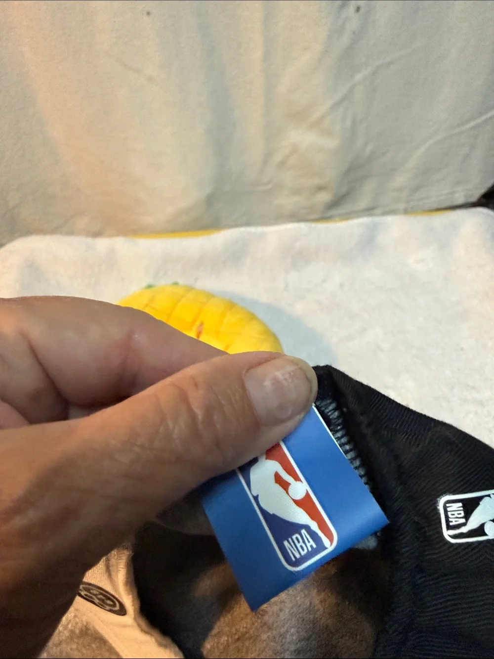 NBA Pets Black and White Cap with Yellow Plush Pineapple Neck Pillow
